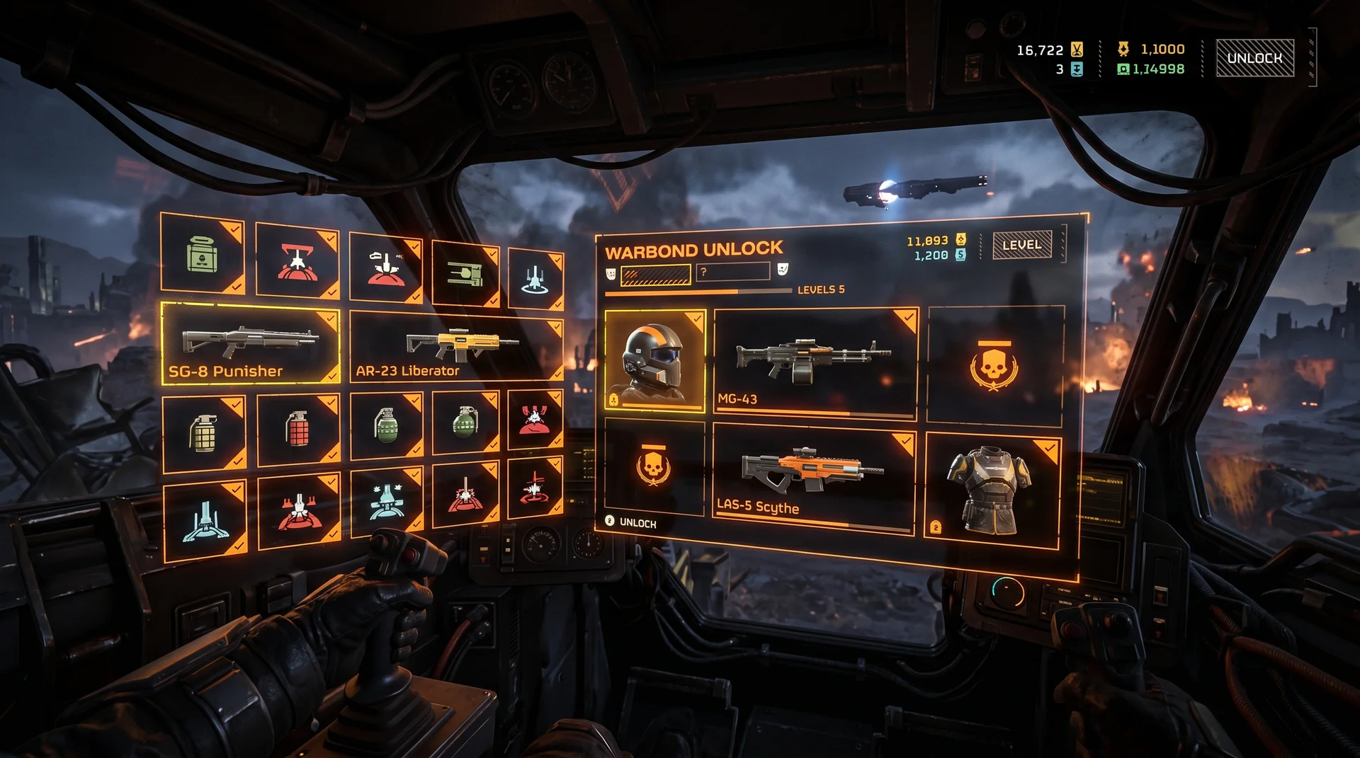 Helldivers 2 April 2026 Exo Experts Warbond unlock screen showing new exosuits and weapons