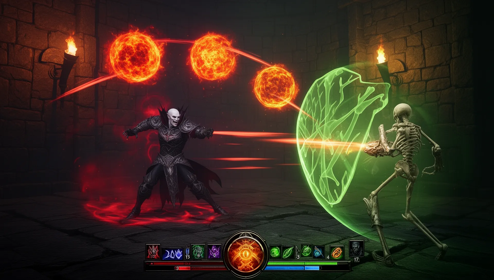 V Rising vampire unleashing Chaos Volley alongside Veil of Blood and Ward of the Damned in combat