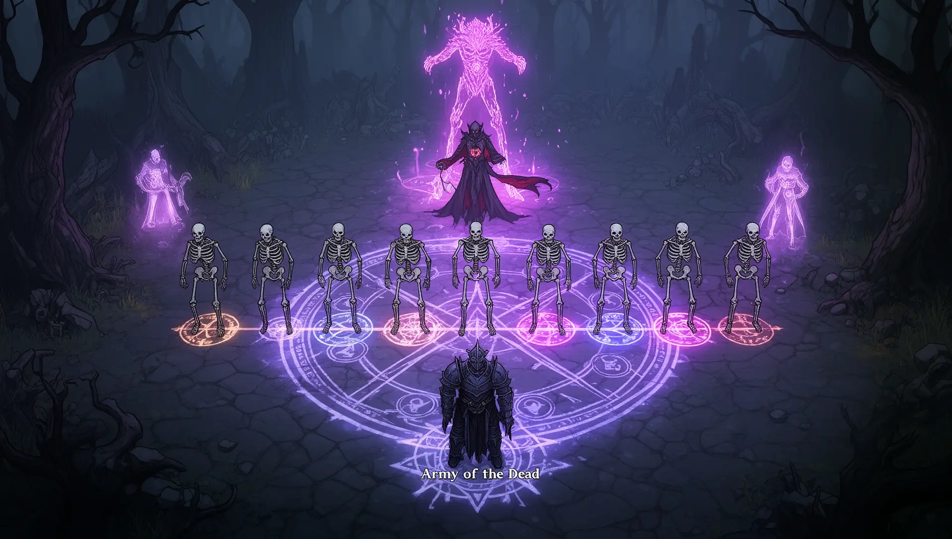 V Rising blood mage tactical positioning diagram showing summon wall formation