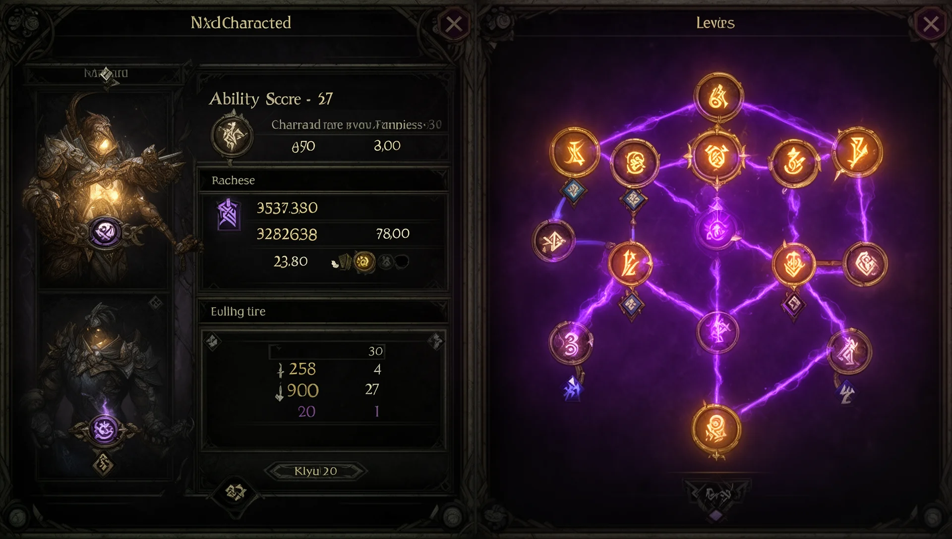 Wyll Warlock ability scores and level progression overview
